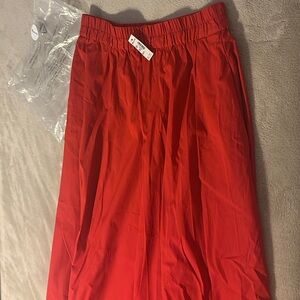 Madewell Red Poplin Midi Skirt